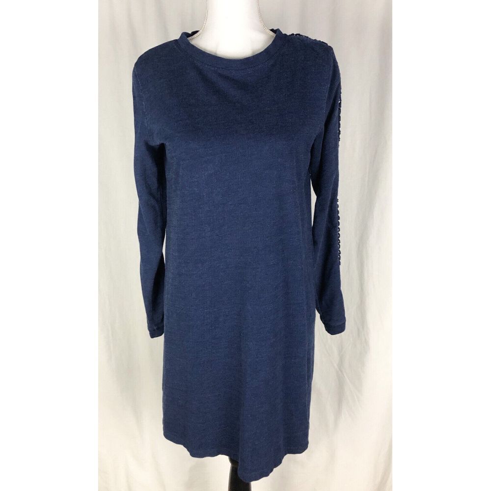 Loft Womens Blue Long Sleeve Sweater Dress Size S Cotton Sleeve Decoration